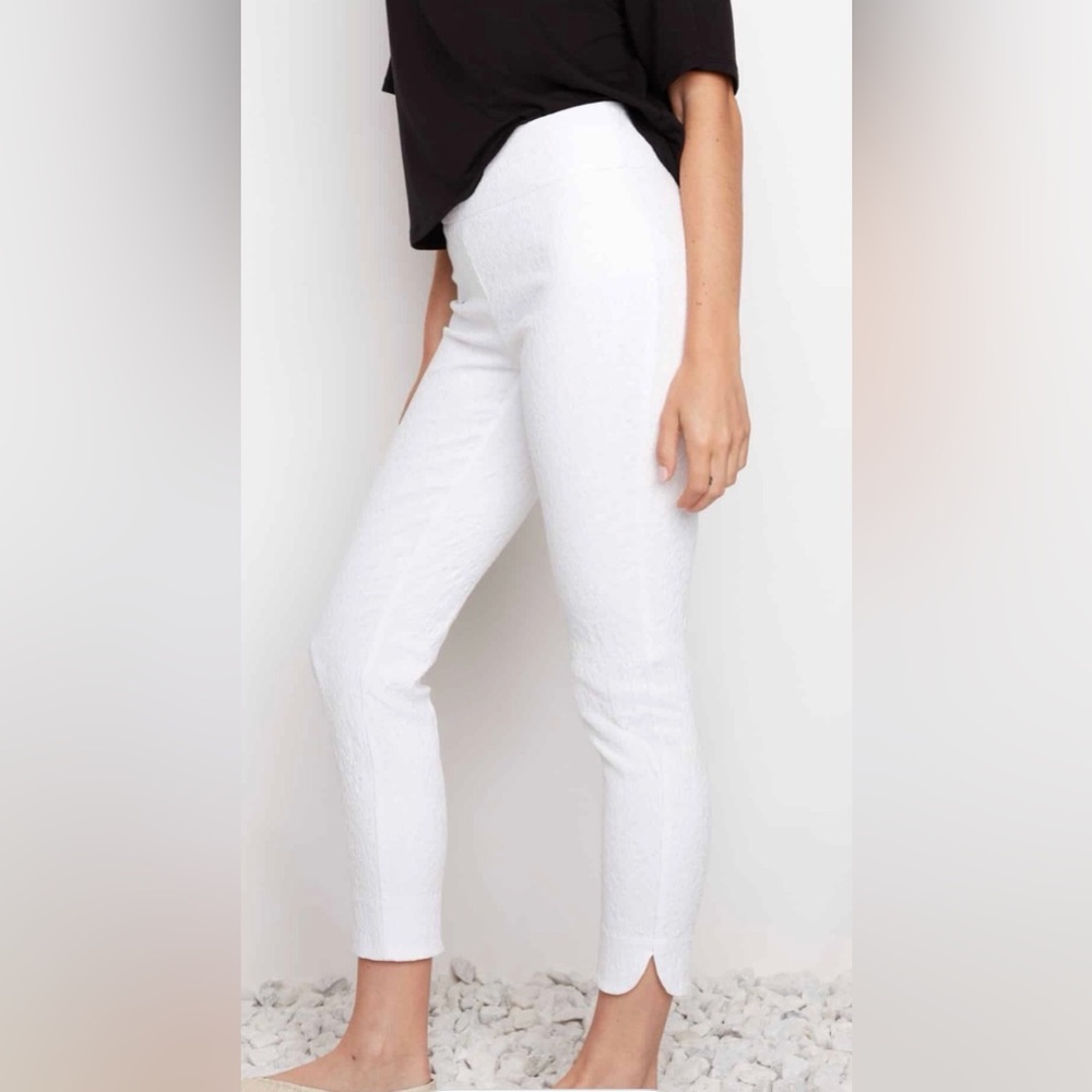 UP! White Ankle Pants with textured stretch